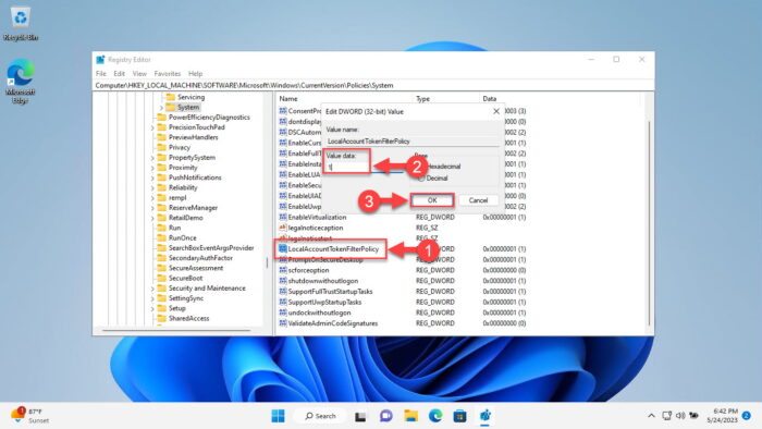 Change Value Data to 1