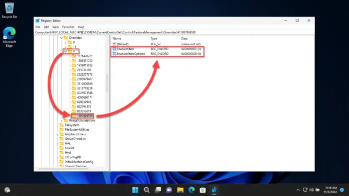 Changes to Windows Registry