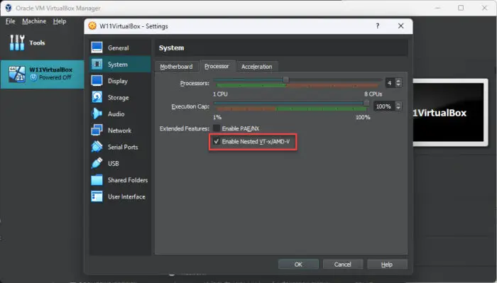 Confirm that nested virtualization on VirtualBox VM is enabled