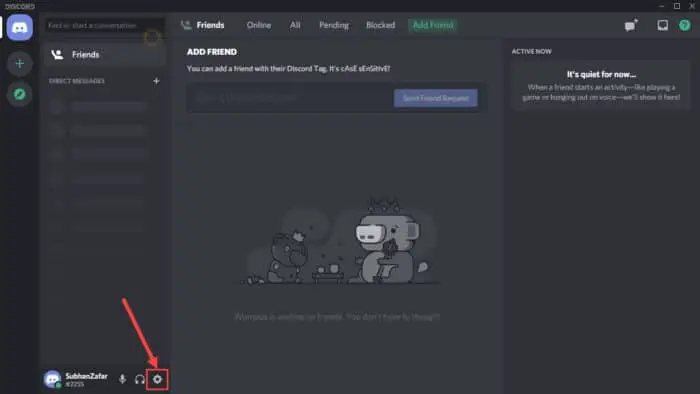 discord gear icon user settings