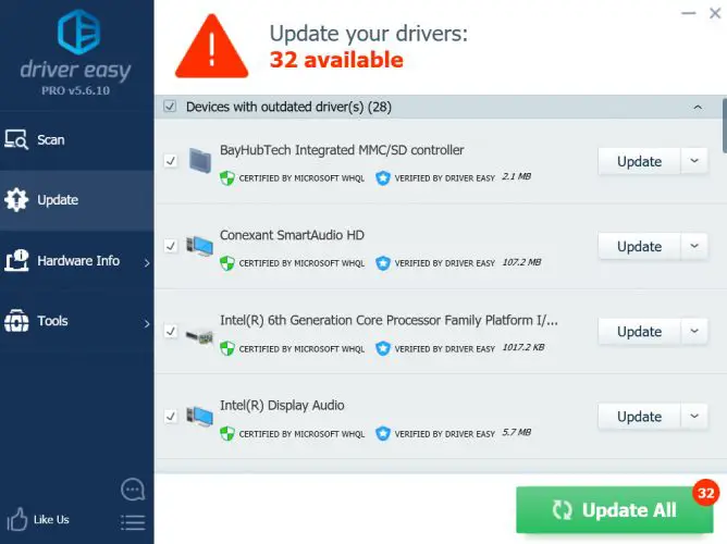 Driver updates available