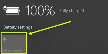 Enable battery saver mode using battery icon in system tray in Windows 10