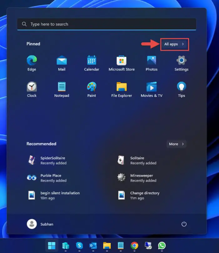Expand All Apps in Start menu