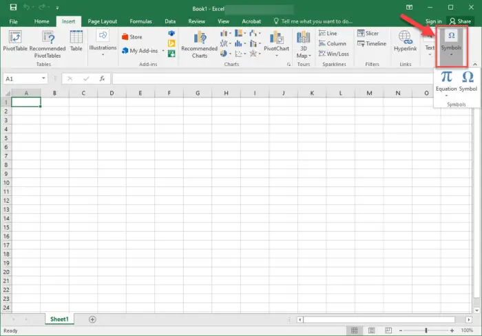 Expand Symbol excel