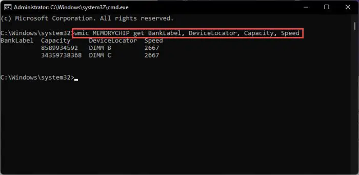 Get RAM details from Command Prompt