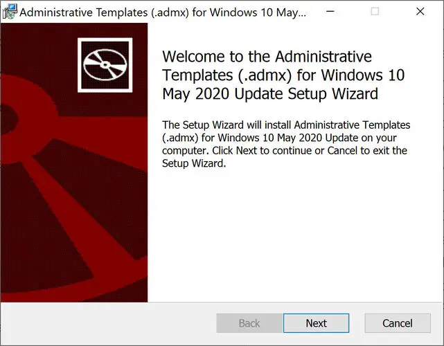 Install administrative templates admx for Windows 10 Version 2004