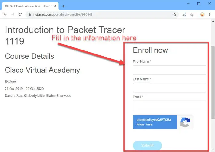 Introduction to Packet Tracer enrollment