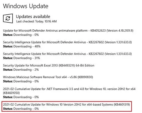 KB4601319 Windows Update