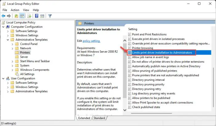 limit print driver