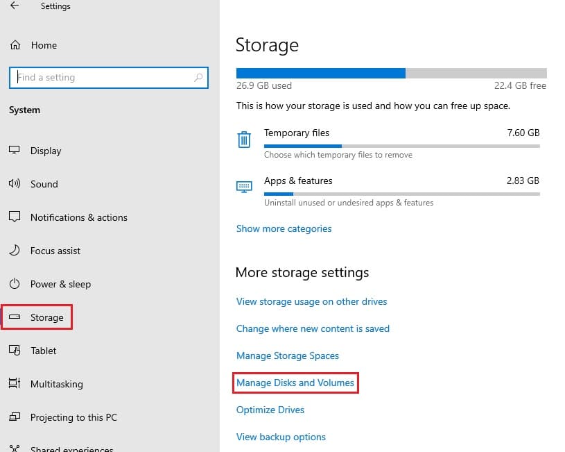 manage disks and volumes