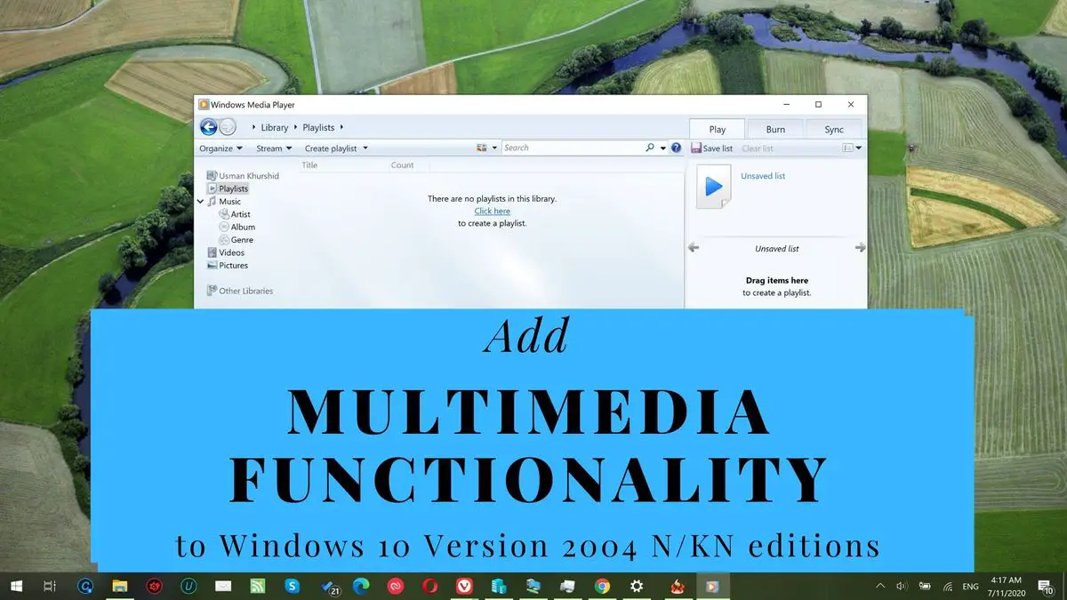 Media Feature Pack Windows 10 Version 2004