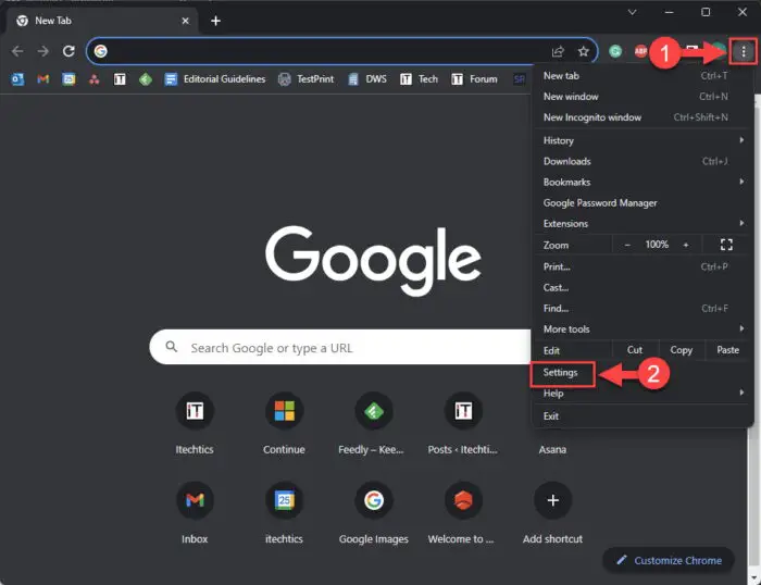 Open Chrome settings