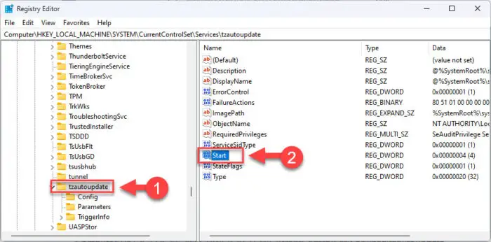 Open the Start value