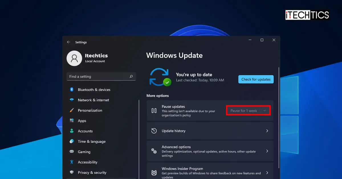 Pause Update grayed out Windows 11 and Windows 10