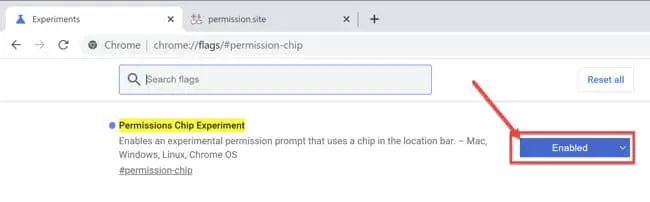 Permissions Chip in Chrome