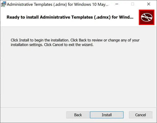 Ready to install admx templates for Windows 10 Version 2004