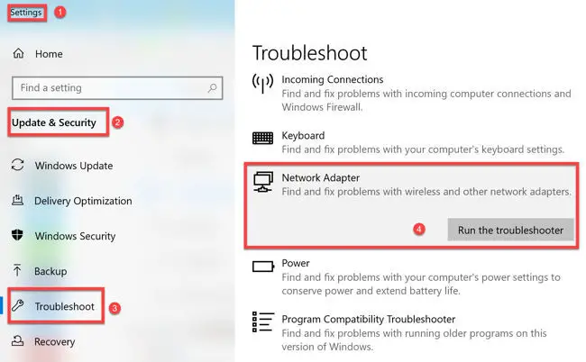 Running the Windows troubleshooter