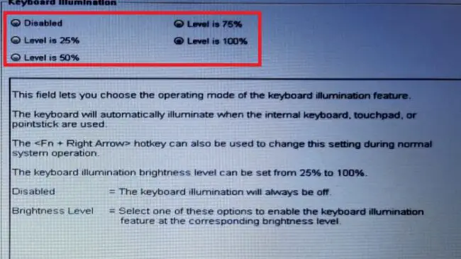 select brightness bios