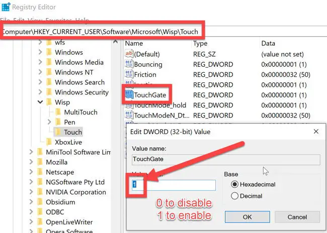 Turn off touch screen in Windows 10 permanently using Windows Registry