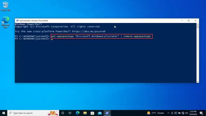 Uninstall Windows Calculator from PowerShell