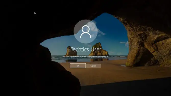 User password must be changed before signing in