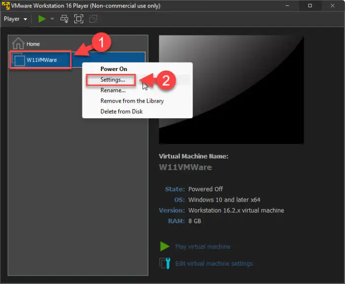 VMWare Open VM settings