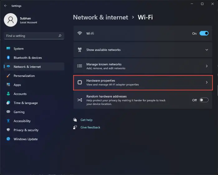 Wi Fi Hardware Properties