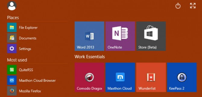 Windows 10 Technical Preview Start Menu