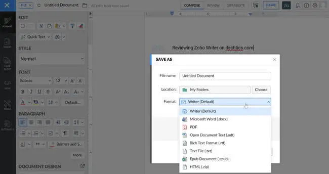Zoho Writer 1