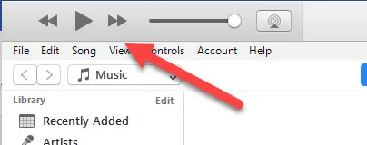 iTunes playing music controls