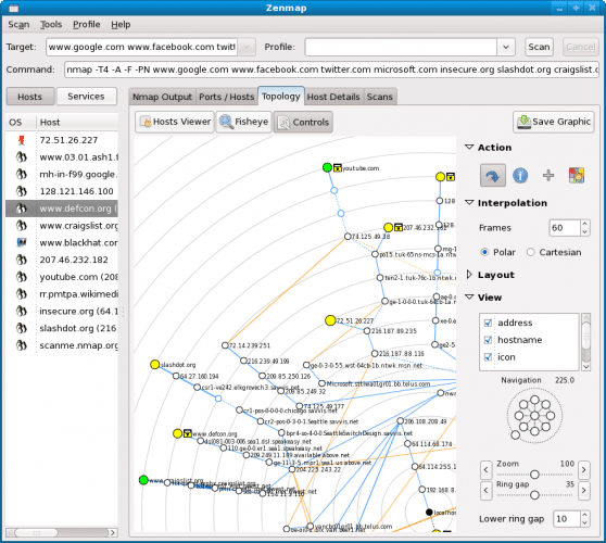 Network topology using NMap