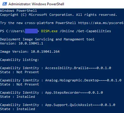 Powershell check installed components