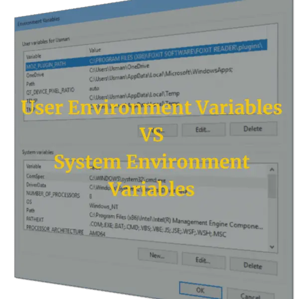 Windows system variables and user environment variables 1